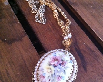Vintage West Germany Flower Cameo-Brass-SOLD-