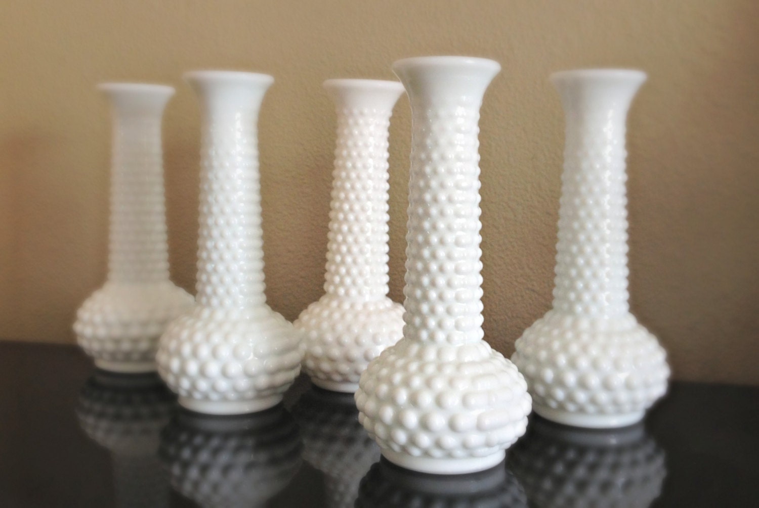 Vintage White Milk Glass Hobnail Bud Vase By Midwestmilkglass 