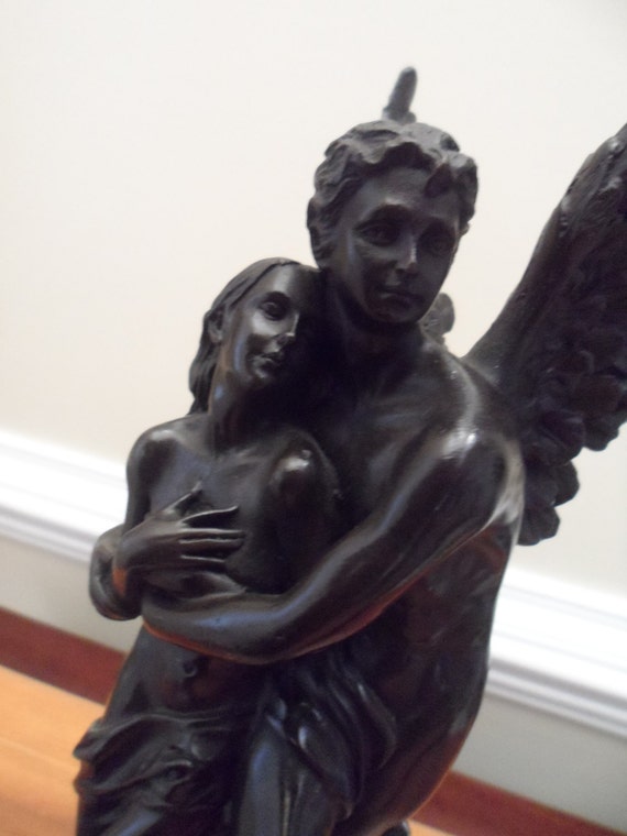 Bronze Metal Marble Statue Cupid and Psyche 12 tall