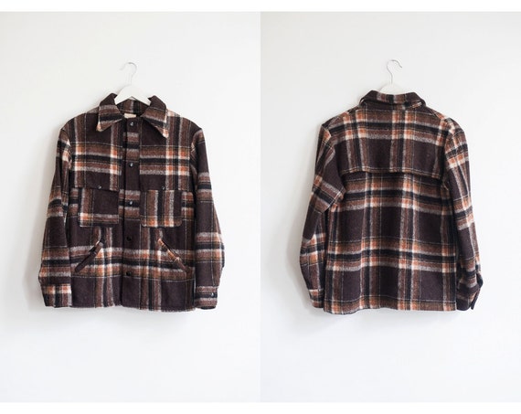 on sale brown plaid wool jacket / size S / M by thevintagehigh