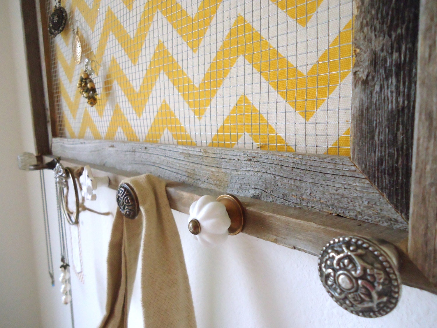 Jewelry OrganizerHolder Barnwood Frame Chevron by TheHopeStack
