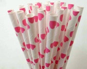 Pink Heart Paper Straws, 25 PINK Paper Straws, Pink HEART Paper Straws,Valentine's Day Party,Pink Weddings,Pink Bridal Party, Diy Flags Il_170x135