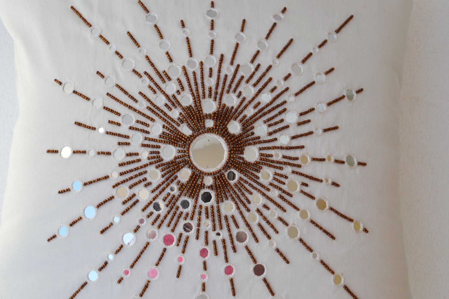 Silk Pillows With Mirror Embroidery Couch Pillows Decorative