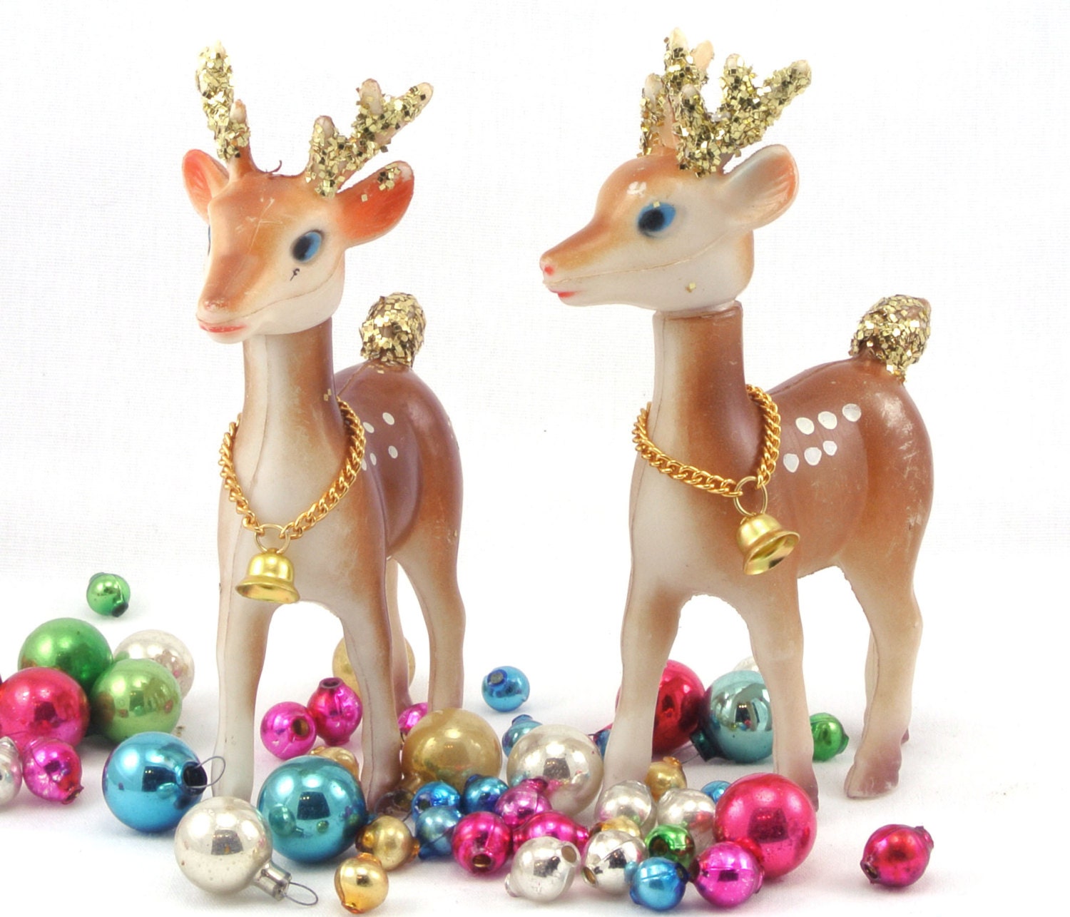 Vintage Christmas Reindeer Glitter Bells by polkadotali on Etsy