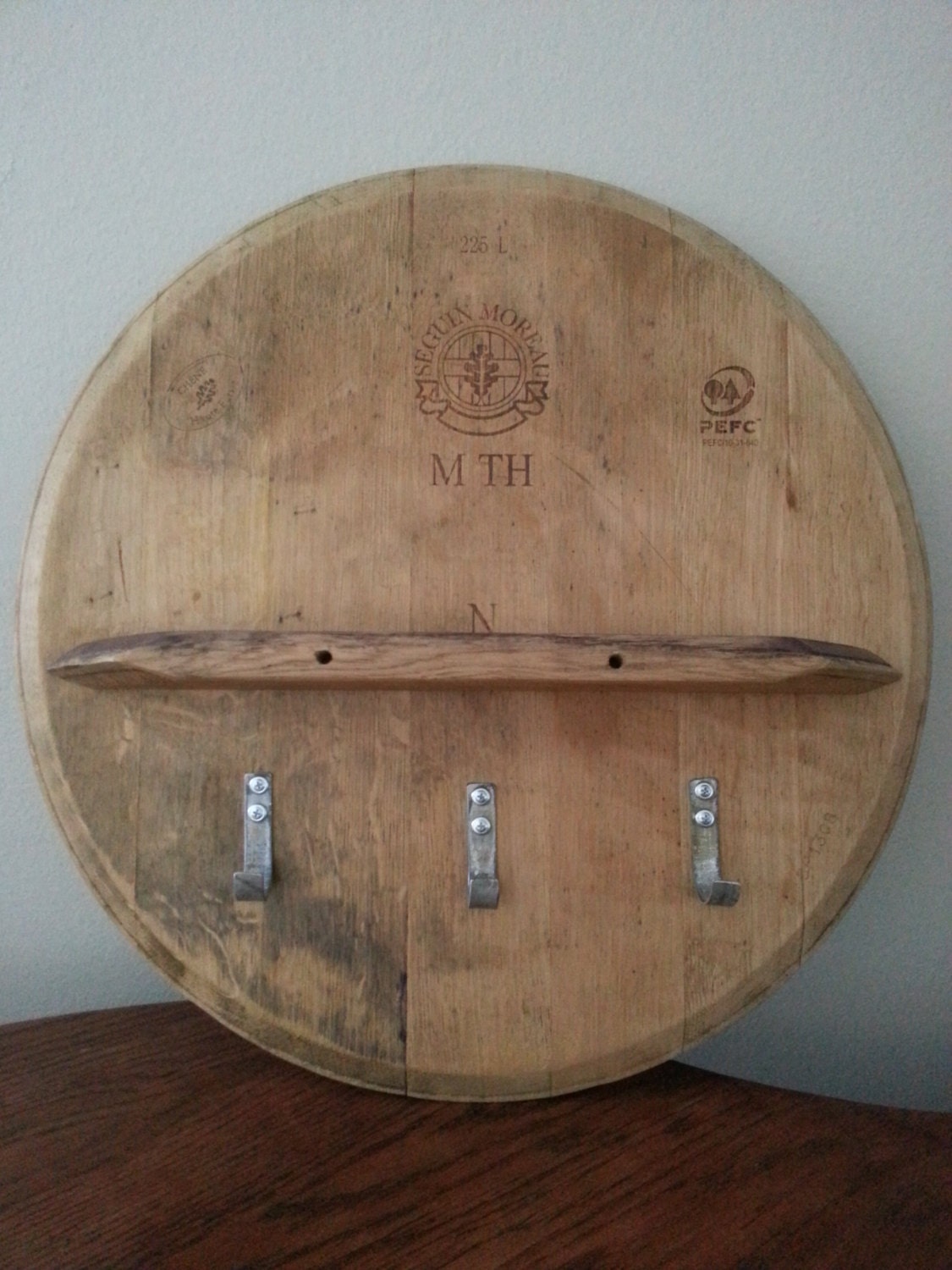 Barrel Head Shelf with Hooks