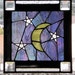 Stained Glass Panel Iridescent Night Sky Moon Stars Panel Suncatcher Original Design