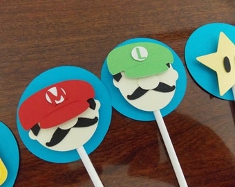 vintage Super of The  mario Mario ORIGINAL  toppers Toppers Cupcake 12 Set cupcake