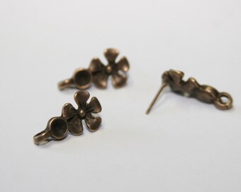 10Pcs stud earrings " flower " with
