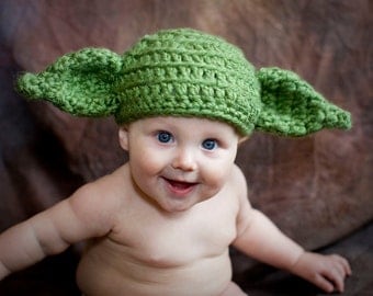 Pattern Yoda Baby Hat, Crochet Pattern Yoda, Dobby, Star Wars, Yoda Costume, Quick, Instant Download, Beanie, Toboggan, Harry Potter