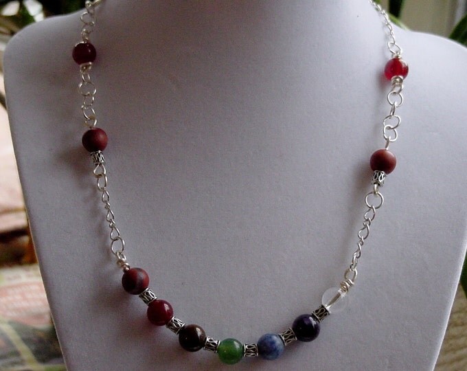 Chakra Necklace 7 Chakra Gemstones, Balance, Harmonize Energy Centers, Reiki Jewelry, Valentines Day Gift Idea,