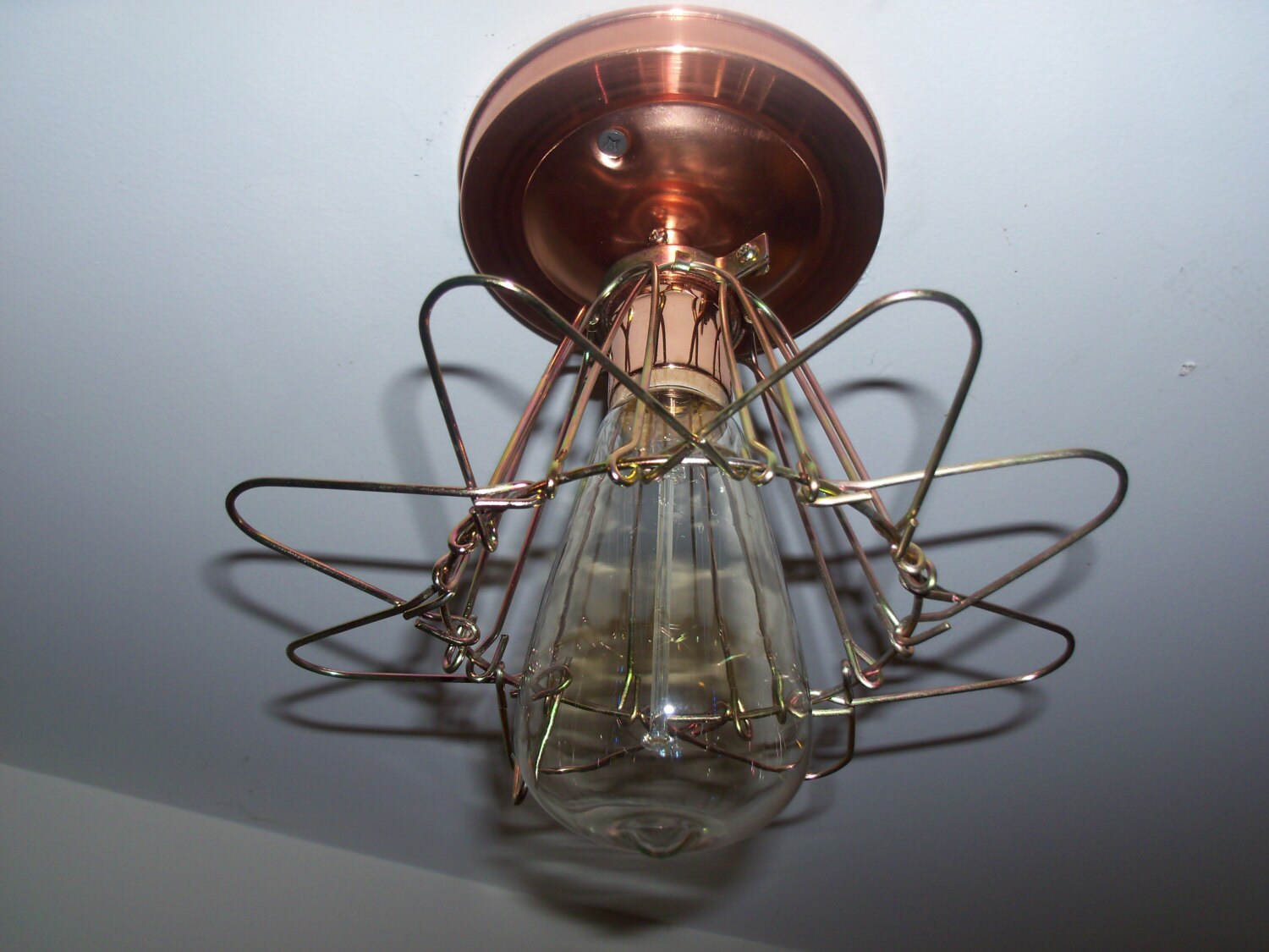 Copper Industrial Cage Ceiling Light by 802Lantern on Etsy