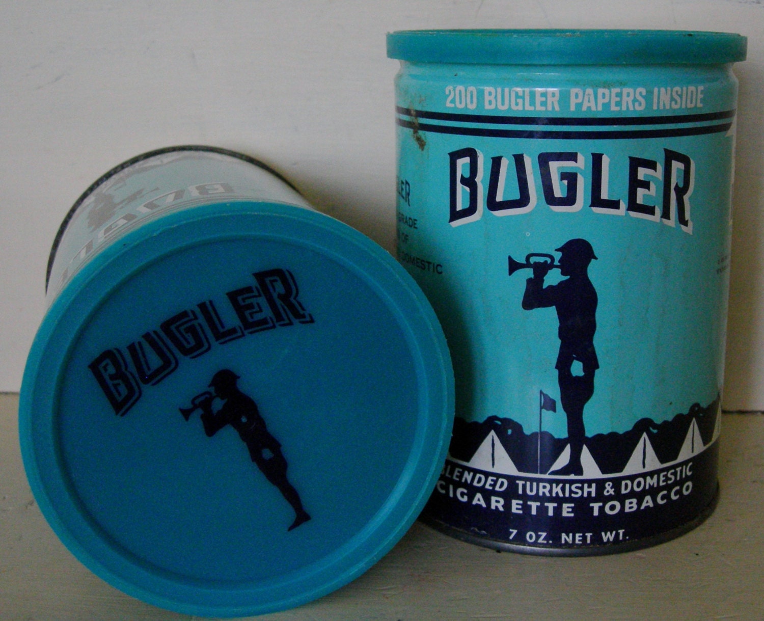 Pair of Vintage Bugler Tobacco Tin Cans Mid by TheKeepingRoom55