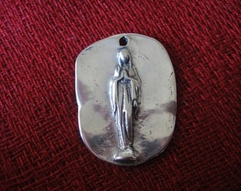 925 sterling silver Virgin Mary Medal, pendant with Virgin Mary. dog tag