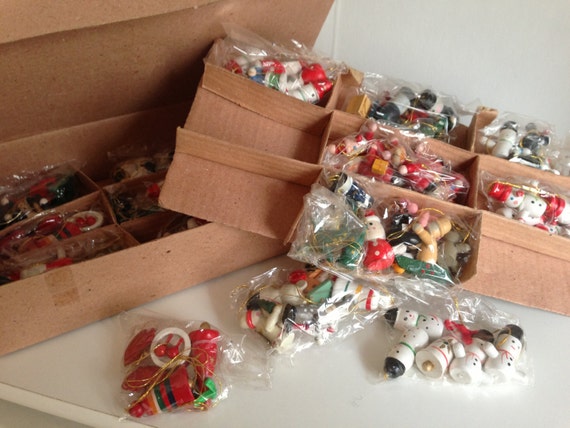 100 Vintage Wood Miniature Christmas Ornaments and