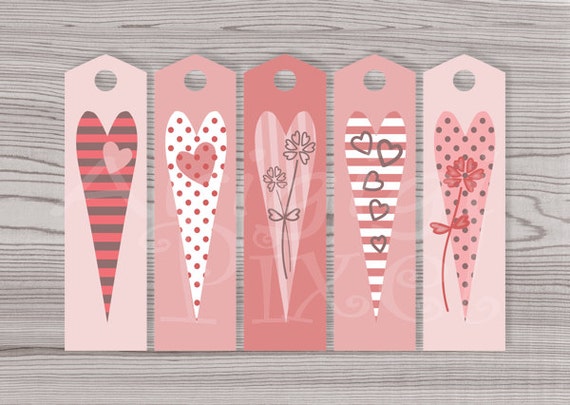 printable valentine long gift tags bookmarks diy by