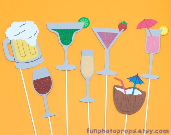 Drinks Photo Booth Prop Collection - 7 Piece Photobooth Set - Photobooth Props Il_570xn
