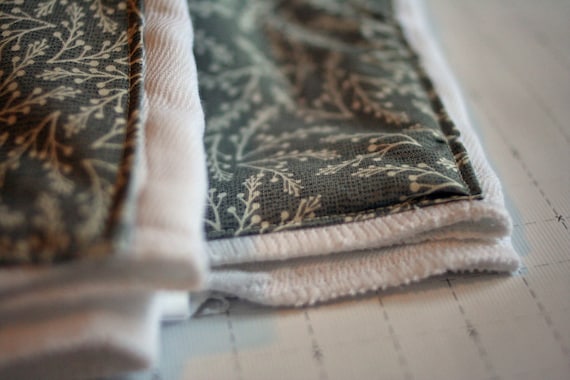 Baby Burp Cloth - Cloth Diaper Burp Rags Gift Set  - Gray Branches