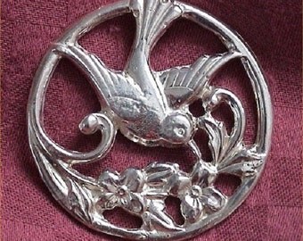 Sterling Silver Hummingbird Brooch