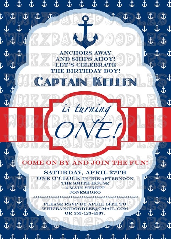 Nautical Birthday Party Invitations 1