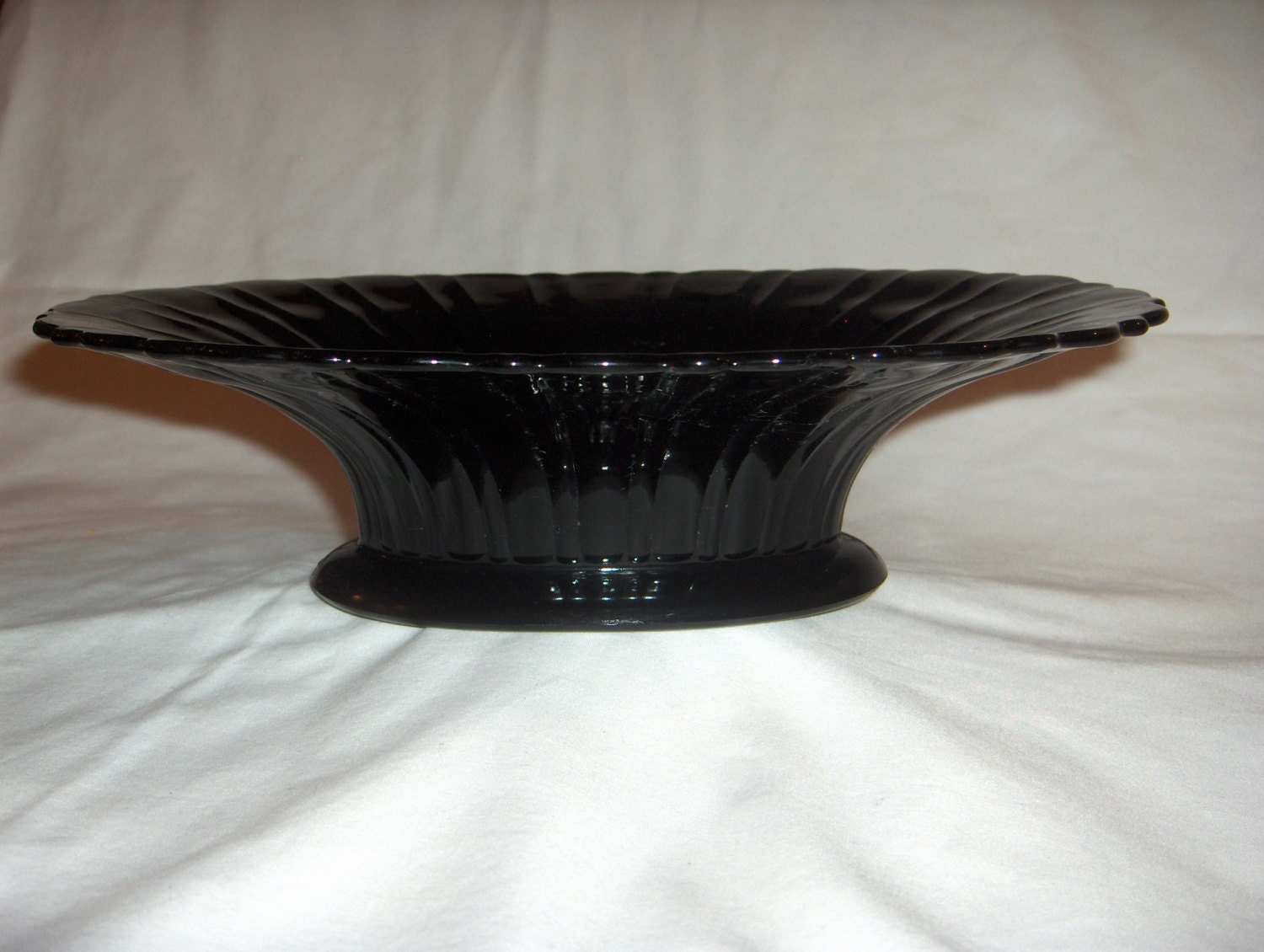 Beautiful Depression Glass BLACK AMETHYST Pedestal Dish