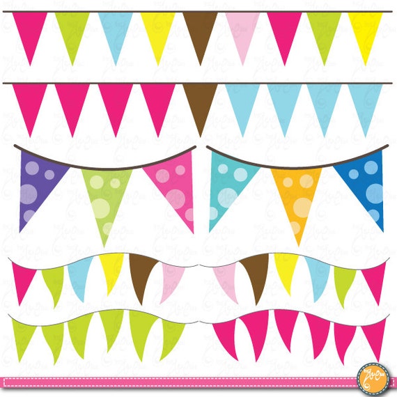 Colorful Bunting clipart Bunting Party Clipart perfect for