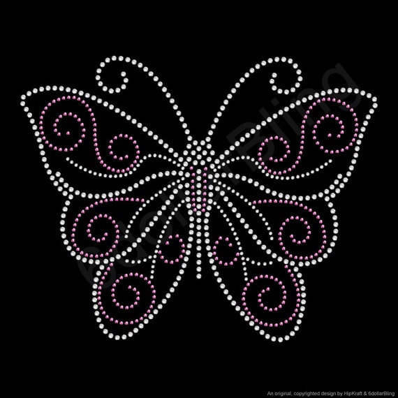 Rhinestone Iron On Transfer Butterfly Large