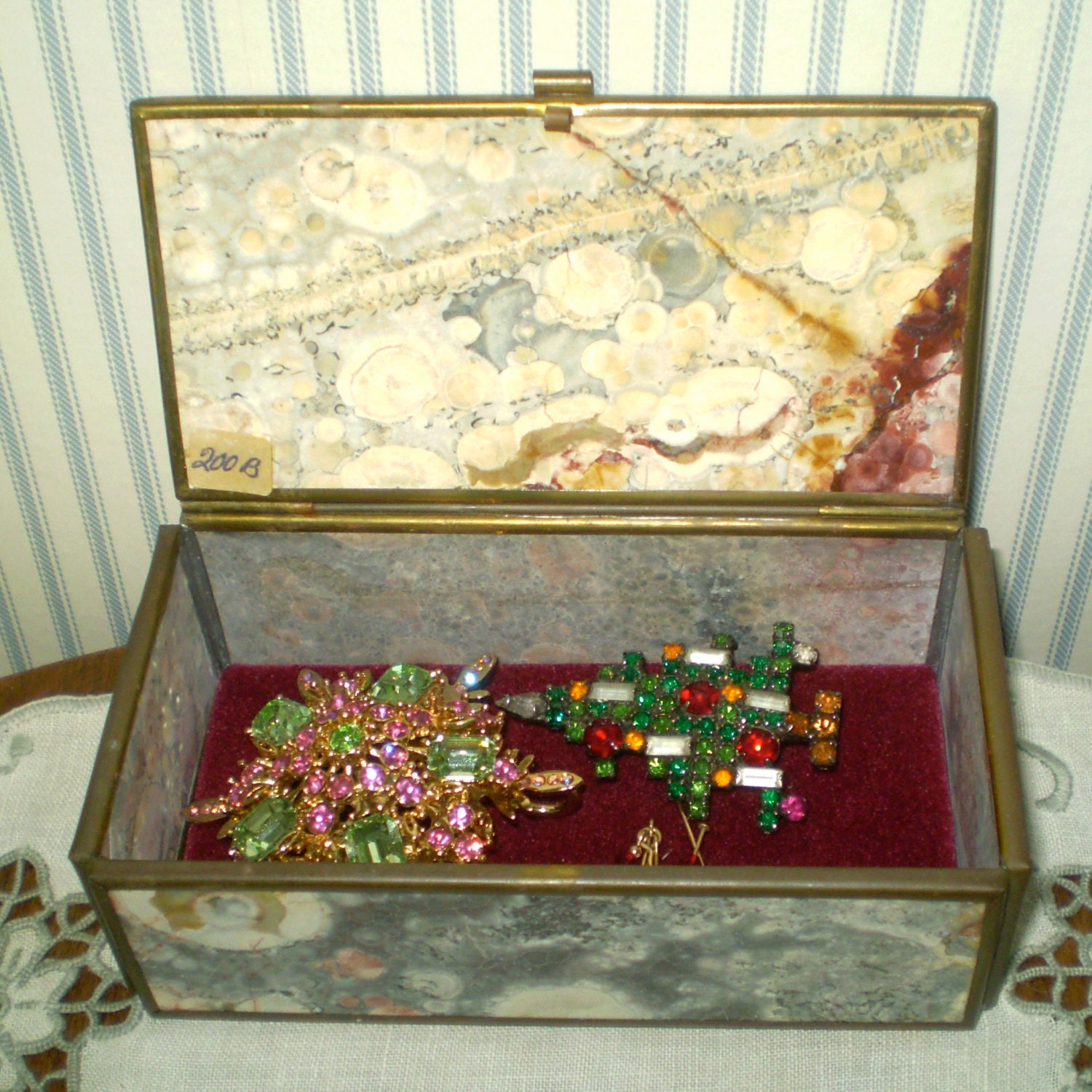 Sale Vintage Marble box with hinged lid small marble box