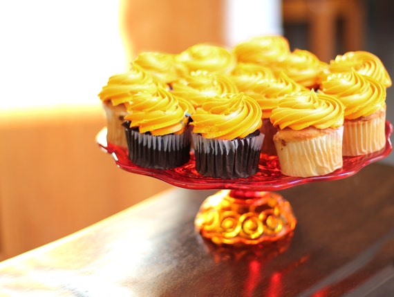 Halloween Cake Stand in Orange / Cupcake Stand for Halloween Cupcakes 