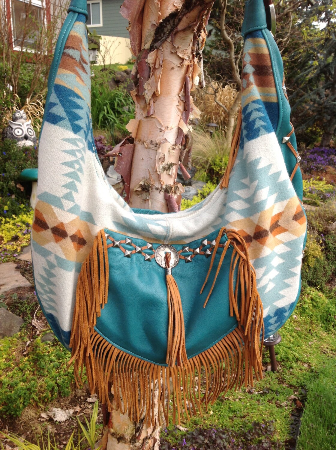Summer Sale Turquoise Leather Hobo Bag using