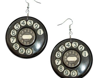 Vintage Telephone - handmade earrings - decoupage, Telephone Jewelry