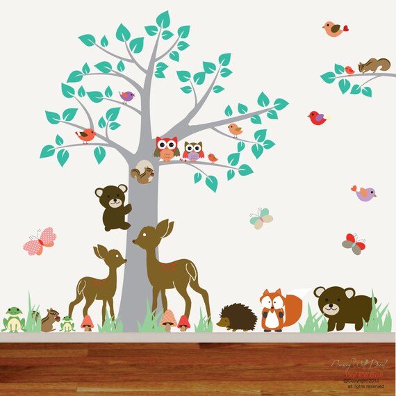 Items similar to Nursery Vinyl Wall Decal Sticker Forest woodland