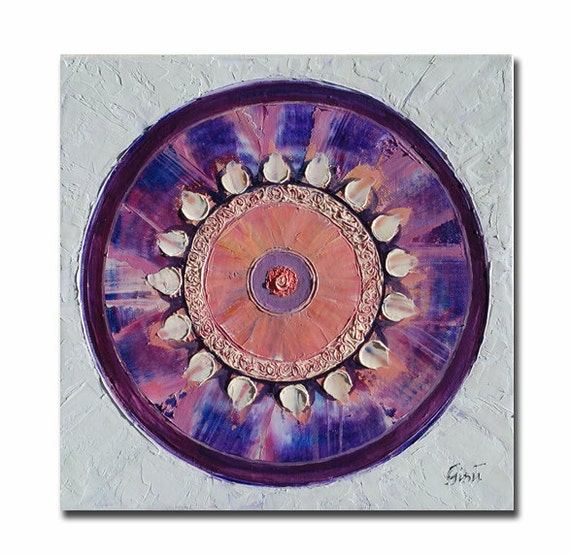 ORIGINAL mandala painting, spiritual art, meditation art, mandala art, violet, white