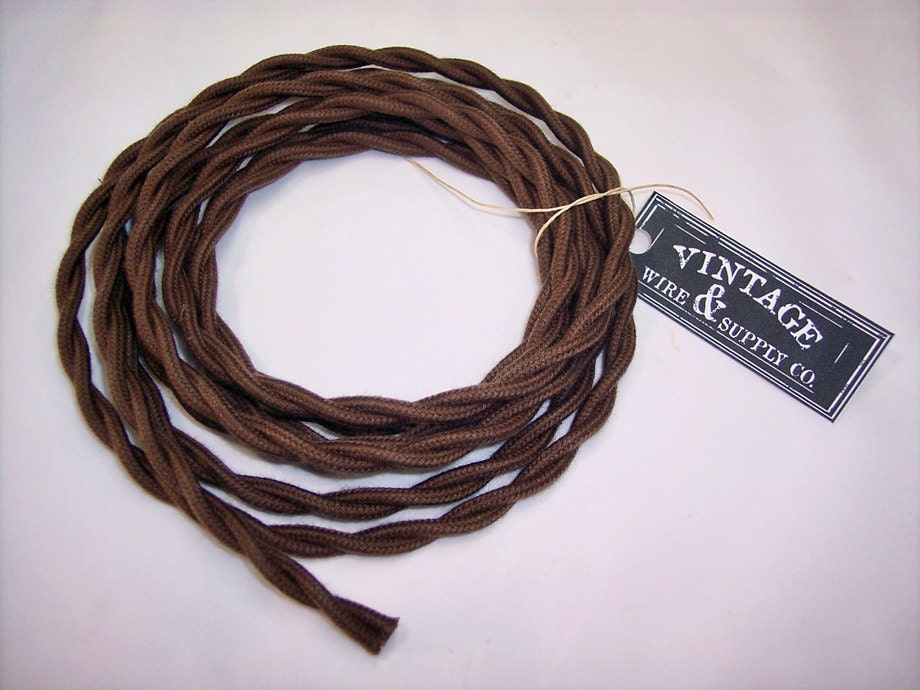 Brown Cotton Cloth Covered Wire 7-ft Antique Style Lamp