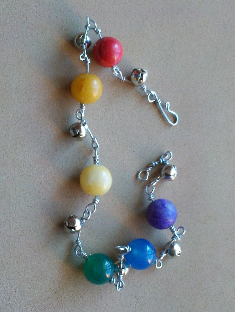 Gay Pride Bracelet WireWrapped Jingle Bells Gemstone Agate