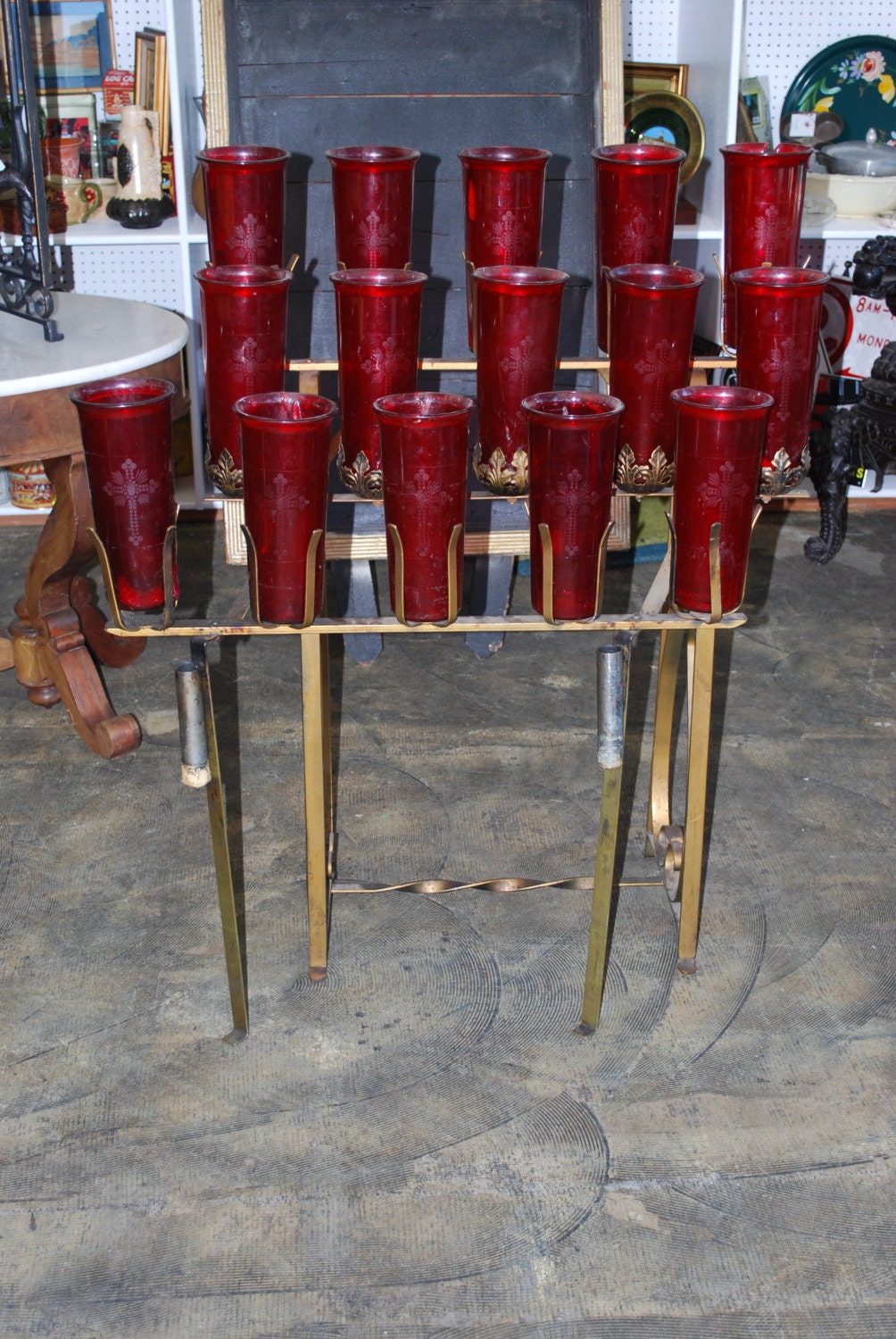 Vintage Votive Candle Stand Floor Religious Church Alter