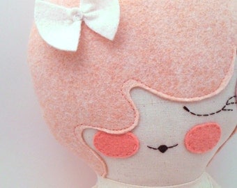 Primrose 18" cloth doll, rag doll, customizable, pink with bow