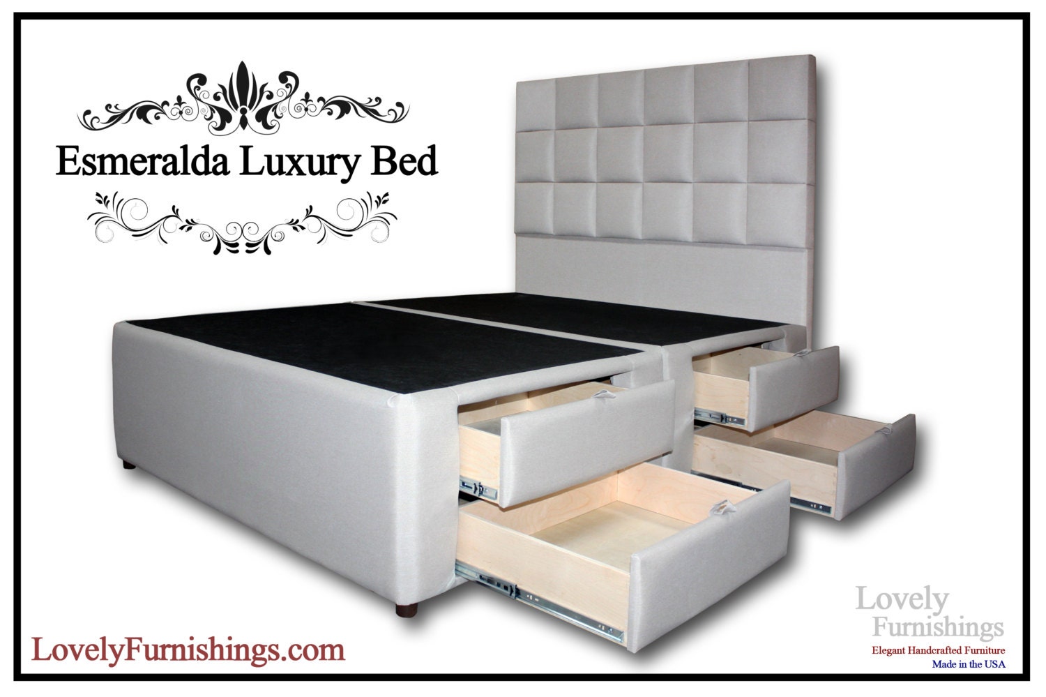 ESMERALDA LUXURY BED King Platform Storage by LovelyFurnishings