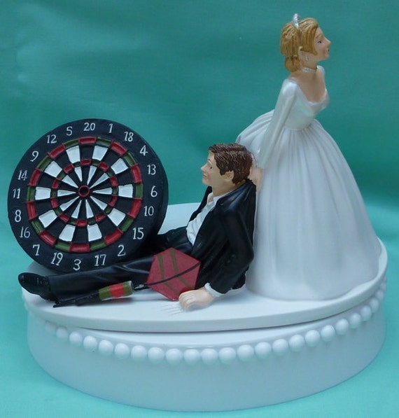 Wedding Cake Topper Darts Dartboard Dart Fan Player Groom