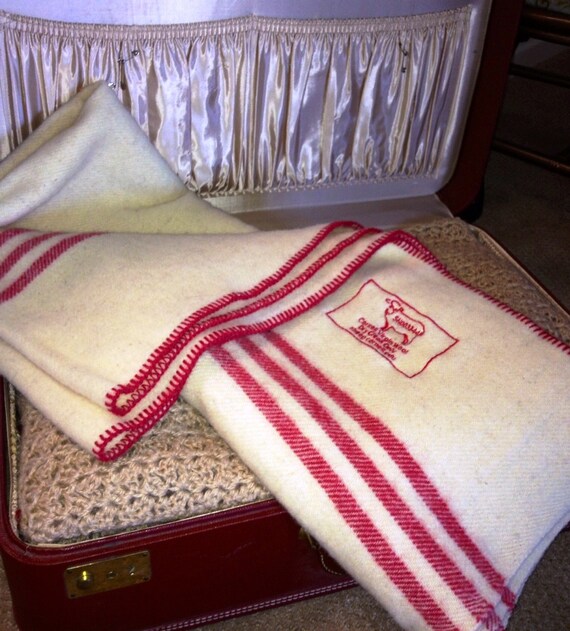 Vintage Wool Blanket Cornell University No. SN003344 White