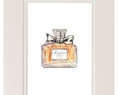 Miss Dior Cherie, Perfume Bottle, Watercolor Illustration, Art Print