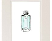 Mother's Day Gift - Gucci Flora Collection "Glamourous Magnolia" Perfume Bottle, Pastel Blue Fashion Illustration
