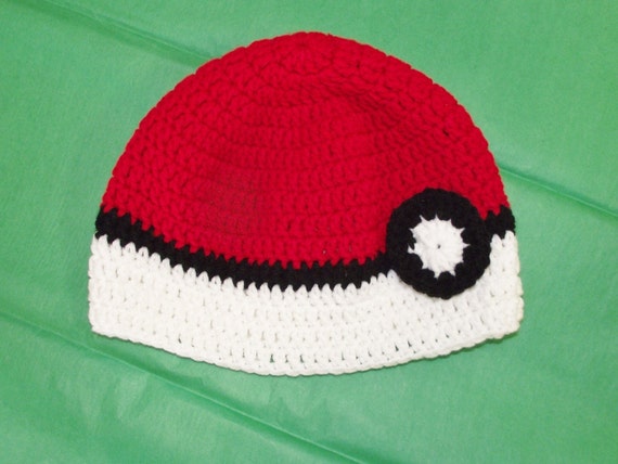 Items similar to Handmade Pokemon Pokeball knitted hat on Etsy