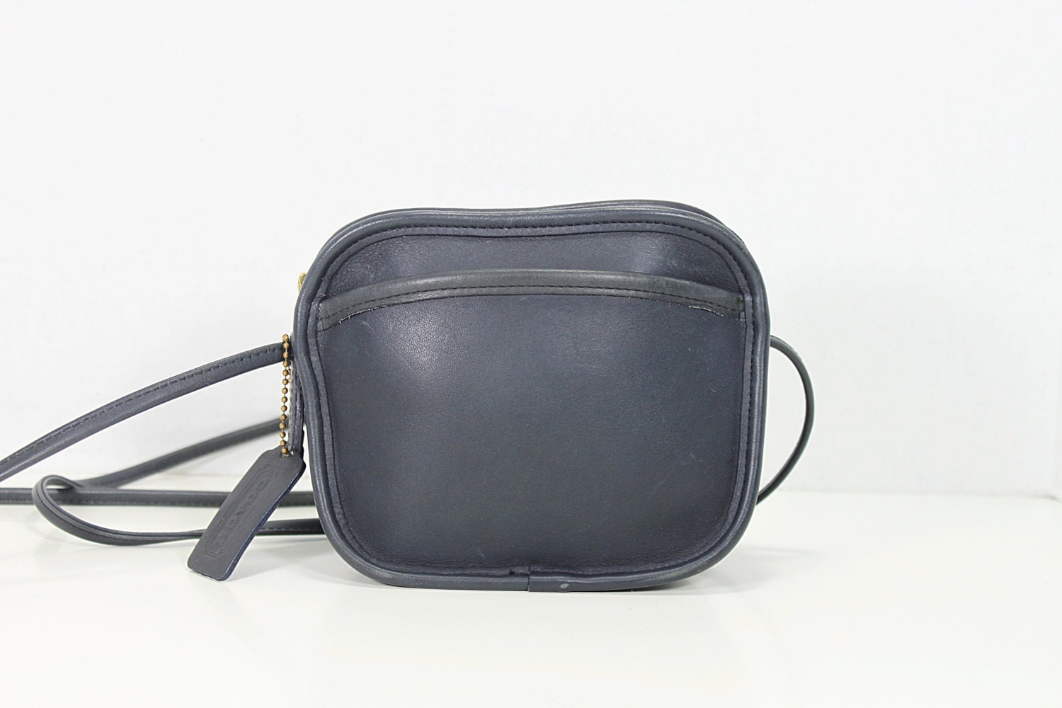 navy blue leather crossbody purse