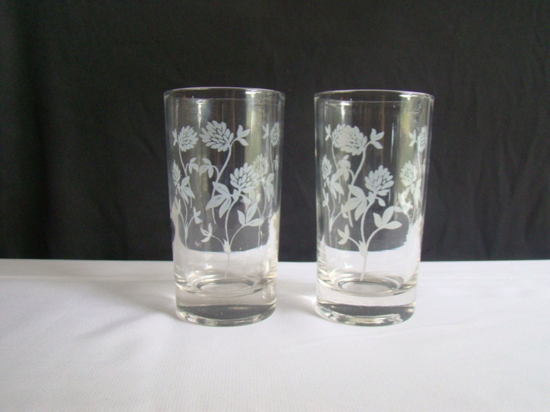 Vintage Etched Juice Glasses