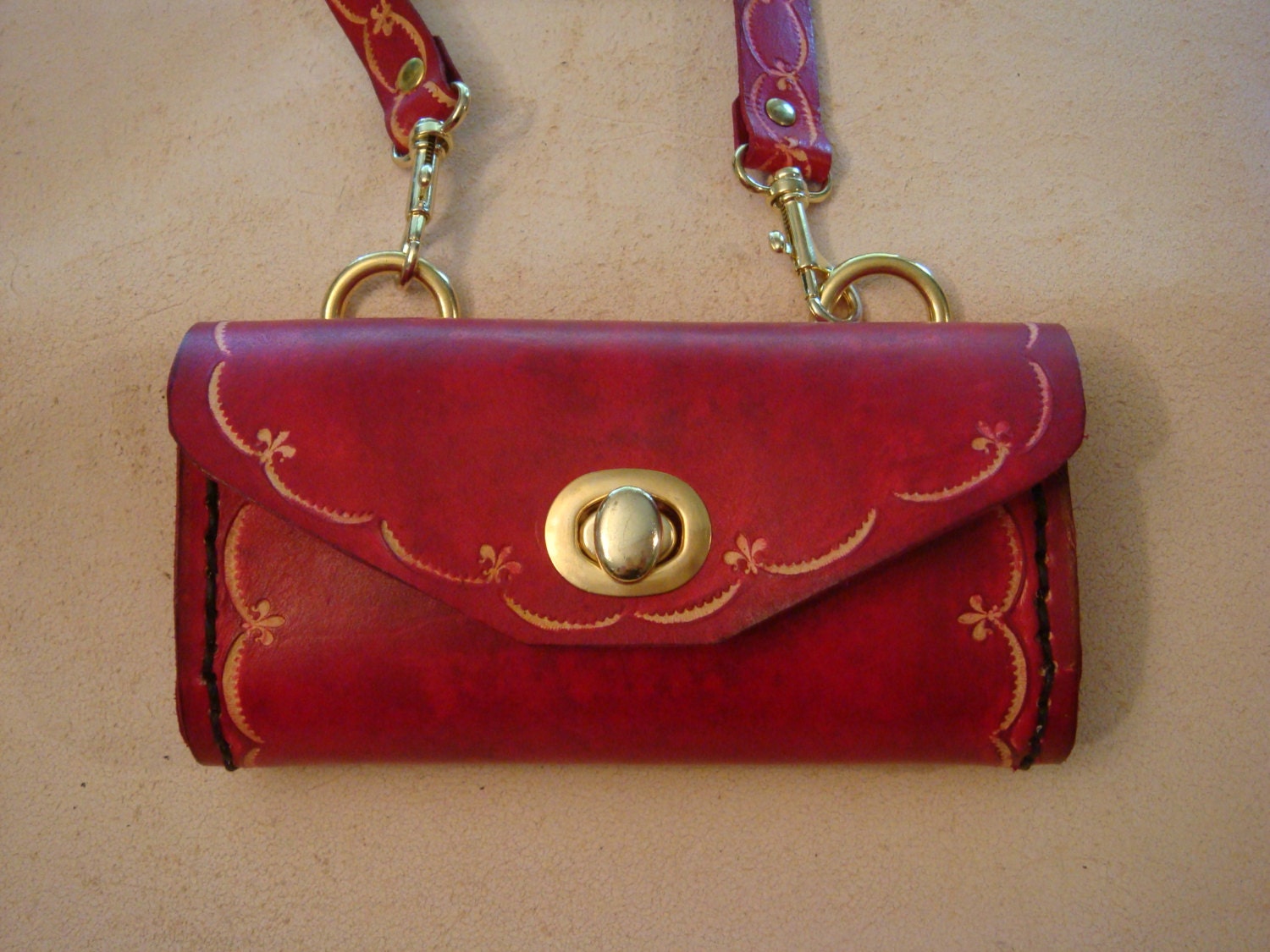 tooled leather crossbody bag