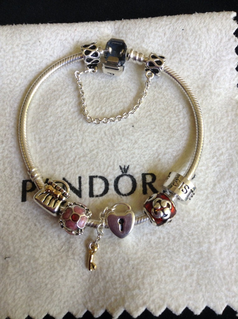 Authentic Pandora Charm BRACELET With Threaded Mixed materials