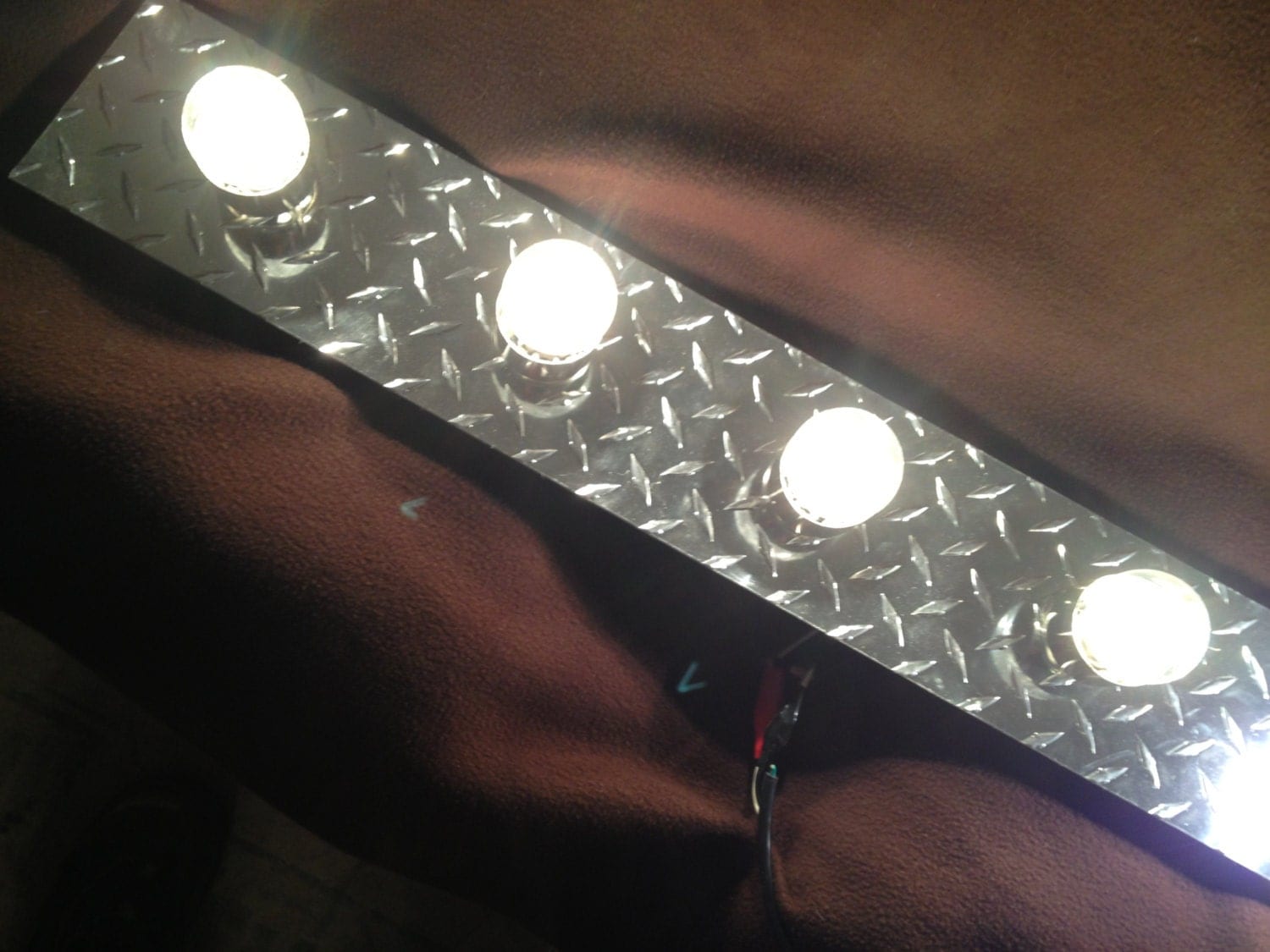 Diamond Plate Vanity Light Fixture 4 Bulb