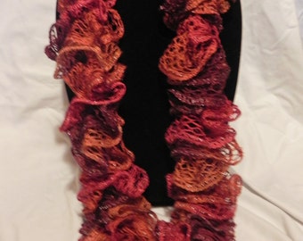 Sparkled Rust Varigated Knit Ruffle Scarf