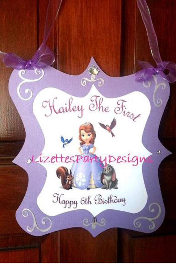 Sofia the First Personalized Elegant Door Party Sign