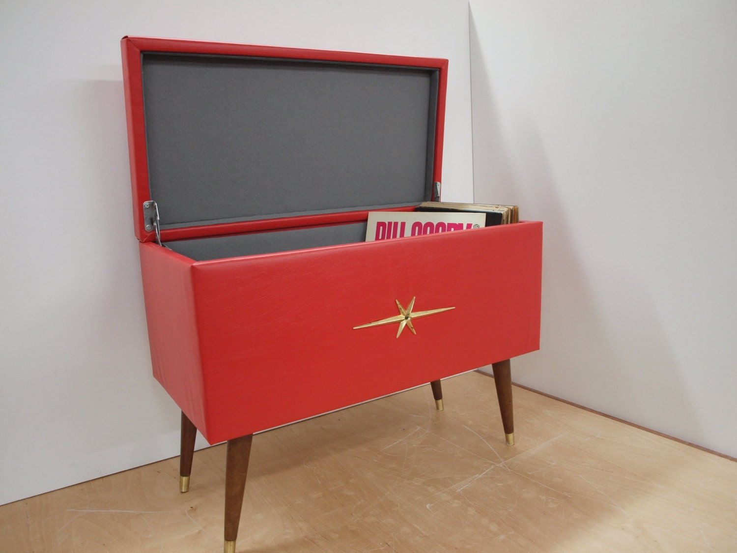 Ooak Mid Century Vinyl Storage Trunk